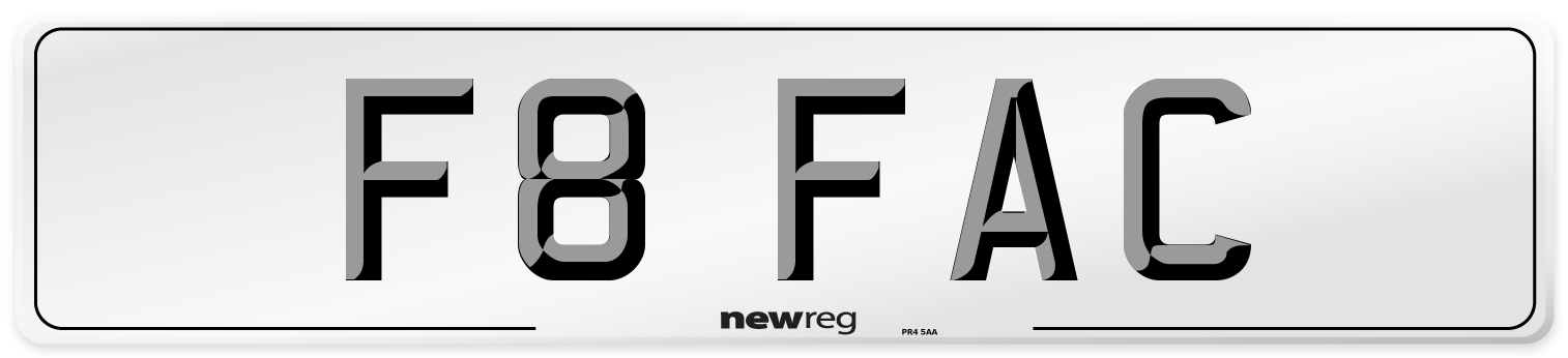 F8 FAC Number Plate from New Reg